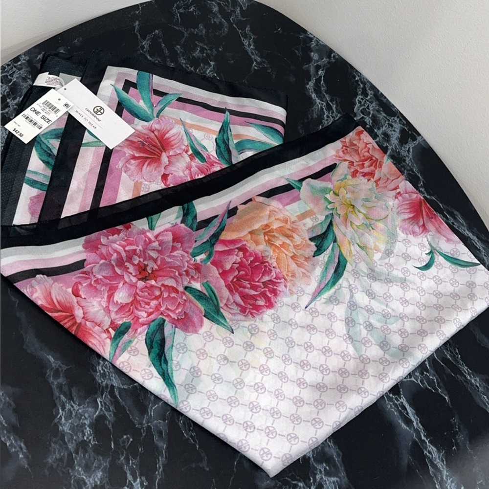 Giani Bernini GB Floral Logo Elegant Scarf Wrap Lightweight AUTHENTIC NWT